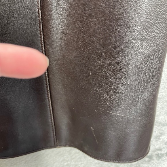 WORTH Women Genuine Leather Vest Moto Distressed Worn Luxury Soft Zip Sz 8 Brown - Picture 8 of 11